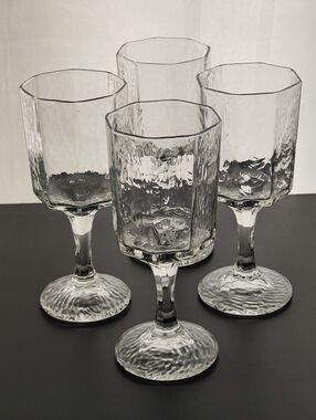 4 | MCM | Libbey Octagonal Facet Wine 🍷 Glasses | 6 oz